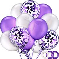 Los mejores  - 50 Piezas 12 Pulgadas de Globos de Látex Globos de Confeti con 3 Rollos de Cinta para Materiales de Fiesta de Boda…